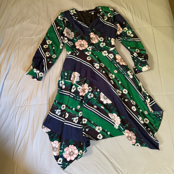 Karl Lagerfeld Green and Navy Floral Dress - Picture 1 of 10